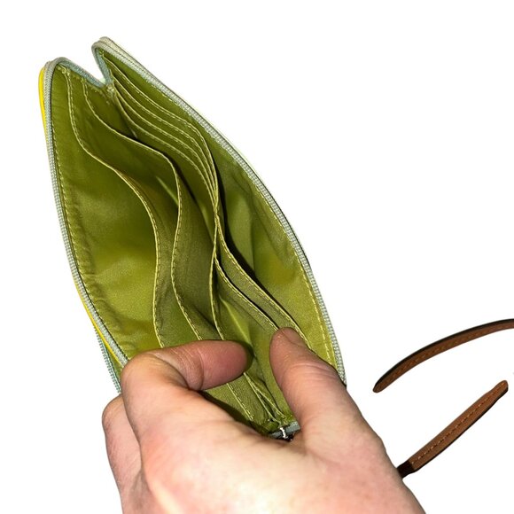 coach SPRING aqua sea glass leather zip checkbook wallet - Picture 6 of 7